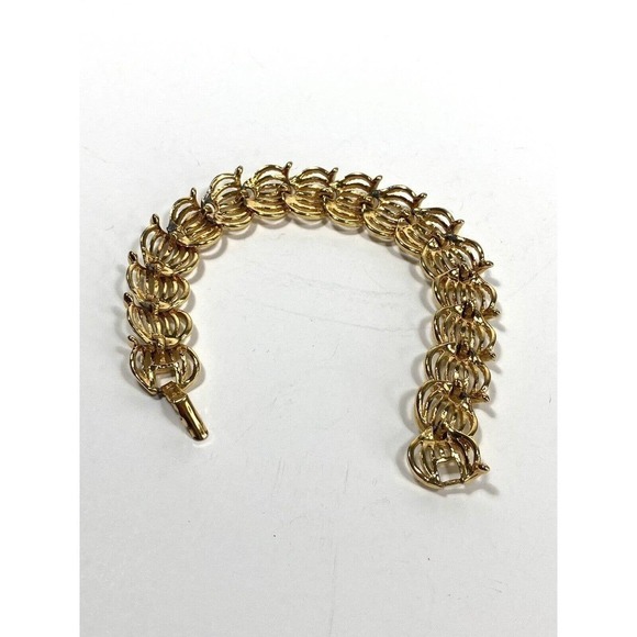 Monet Bracelet Linked Gold Tone 7” Estate Jewelry - Picture 9 of 12